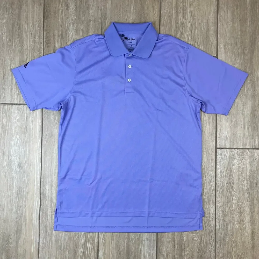 Adidas Golf Climalite Polo Shirt Men M Lavender Performance Moisture Wicking NWT
